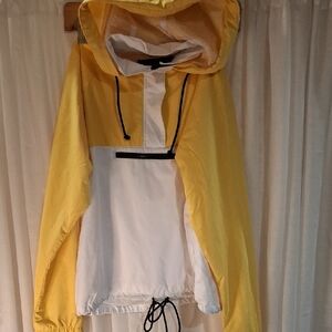 Hollister Yellow and White Windbreaker Sz M